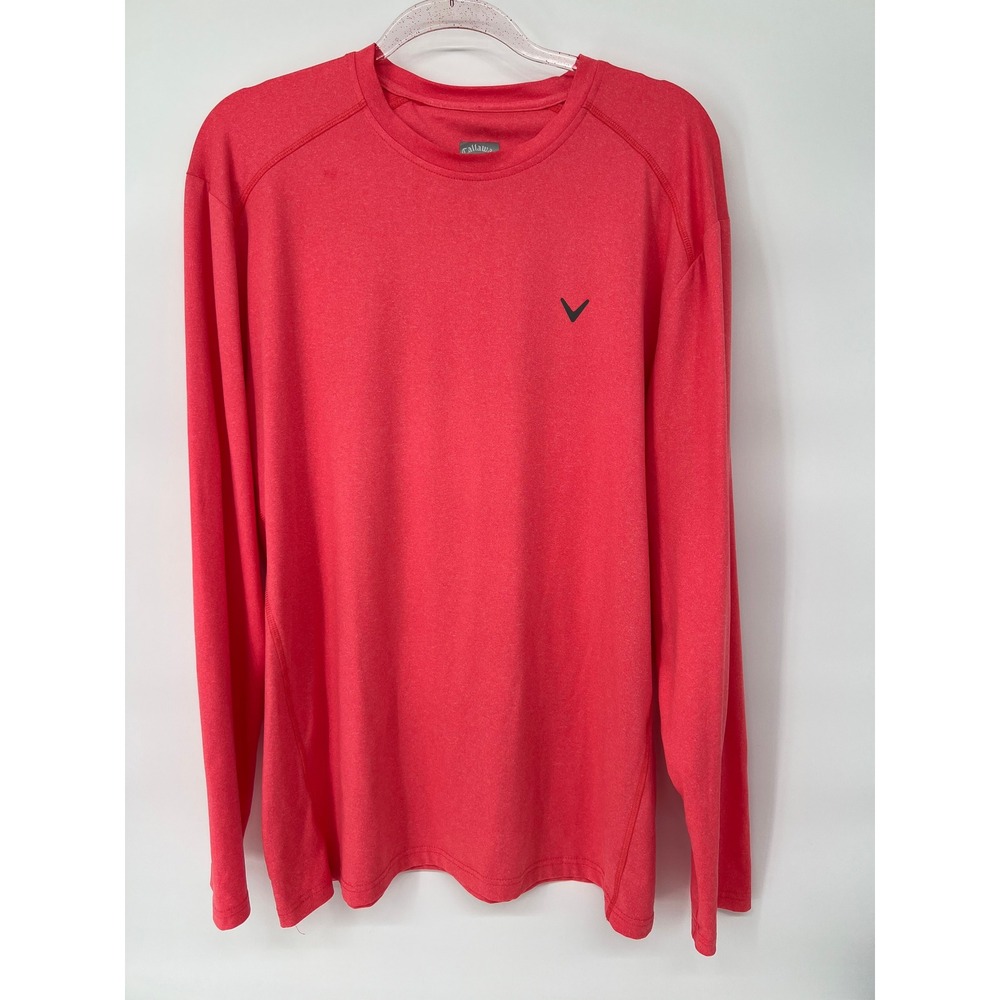 Callaway Opti-Dri Long Sleeve Golf Shirt Mens Large L Red‎ Athletic Pullover